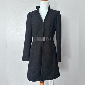 White House black market black lace trench coat size medium c7